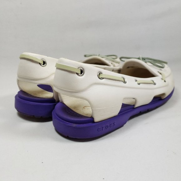 Crocs Women's Size 8 Beachline Boat Shoes White Purple - Picture 4 of 8